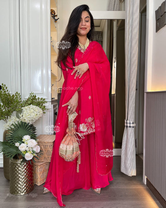 Sindoori red Sharara set