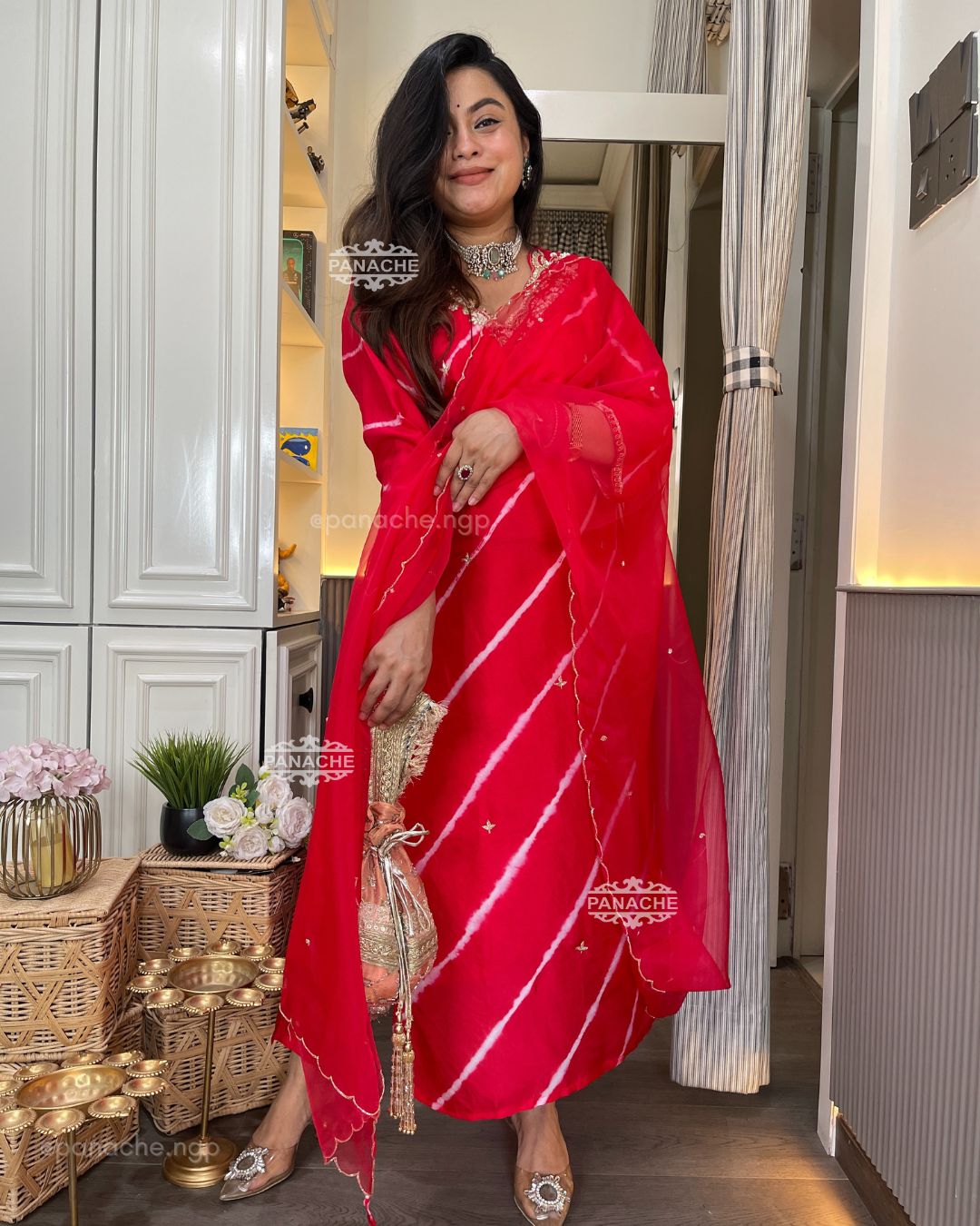 Sindoori leheriyan silk set