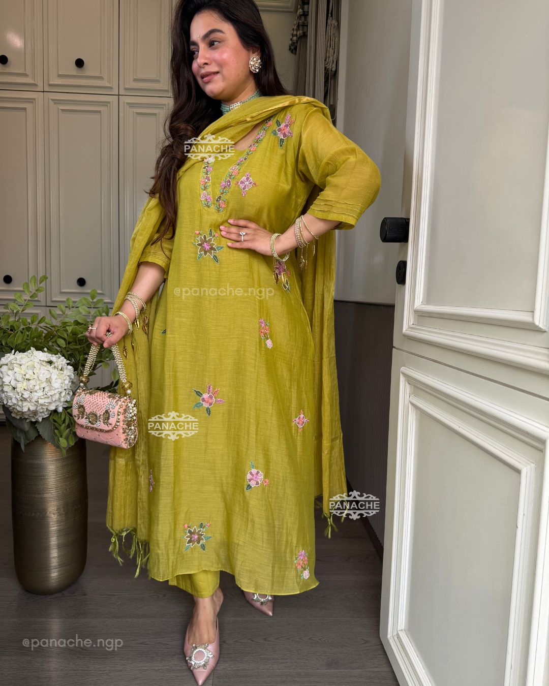 Gulnaar green suit set