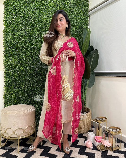 Gold and leheriyan set