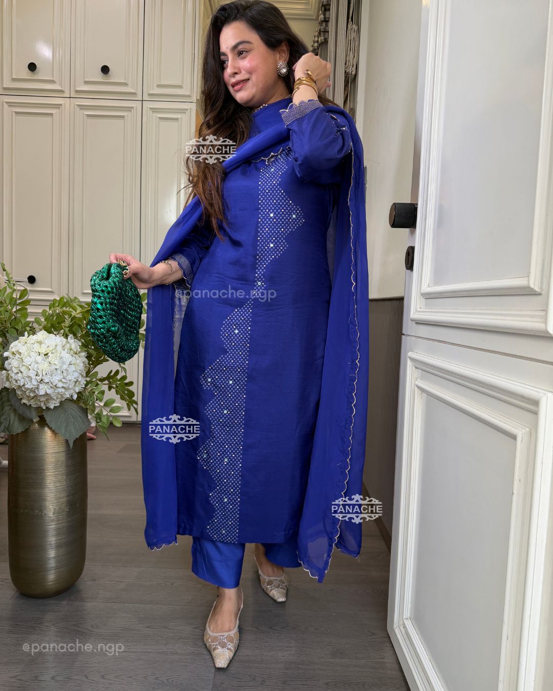 Leher Bandhani suit set