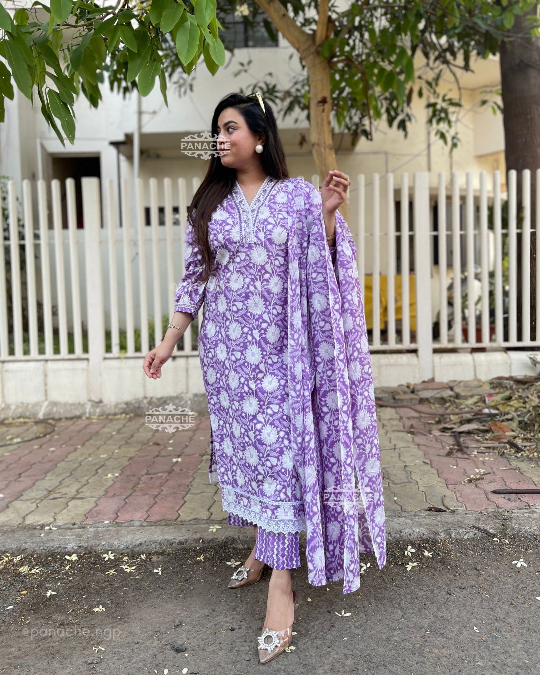 Lavender Print on print cotton set