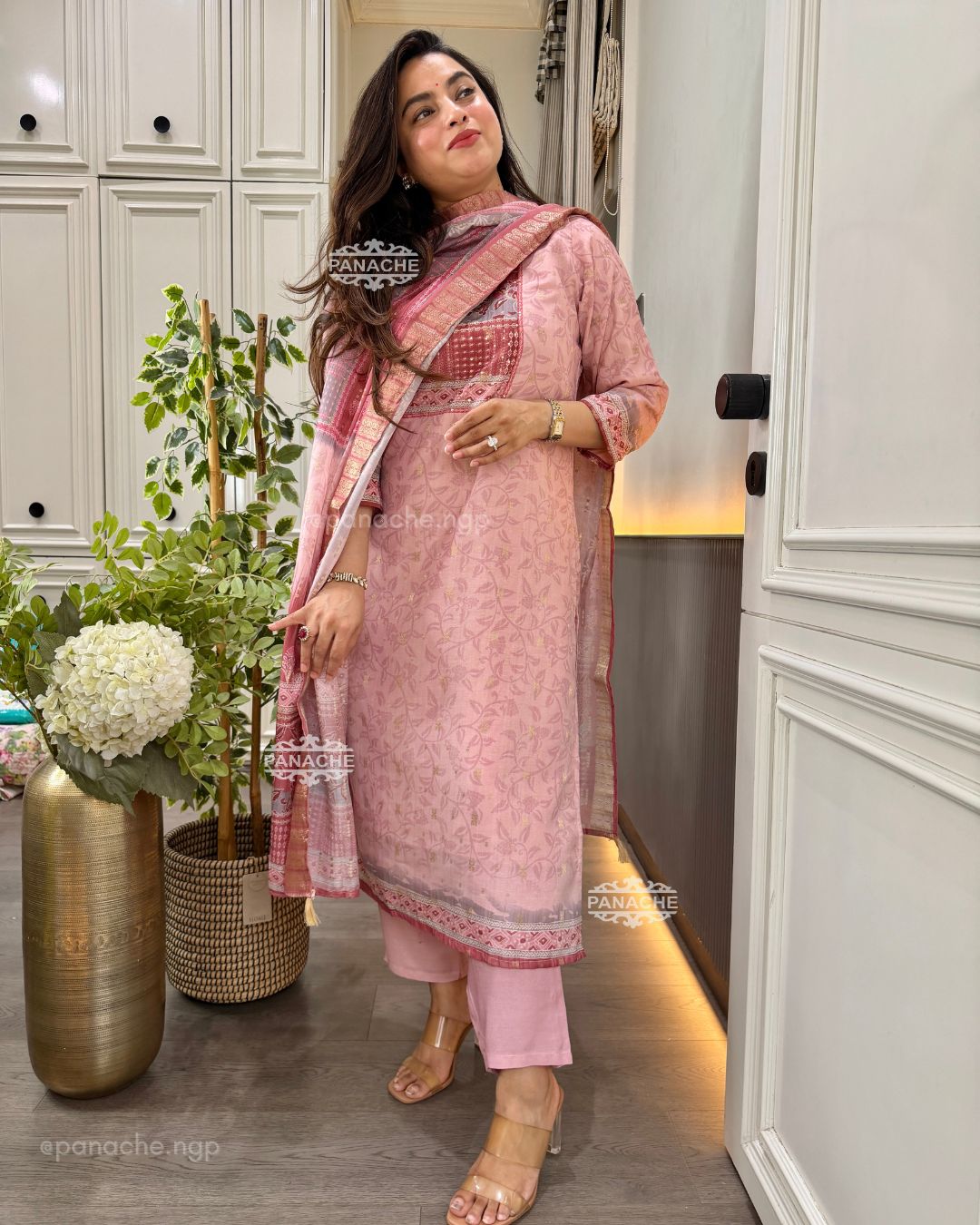 Semi formal pink suit set