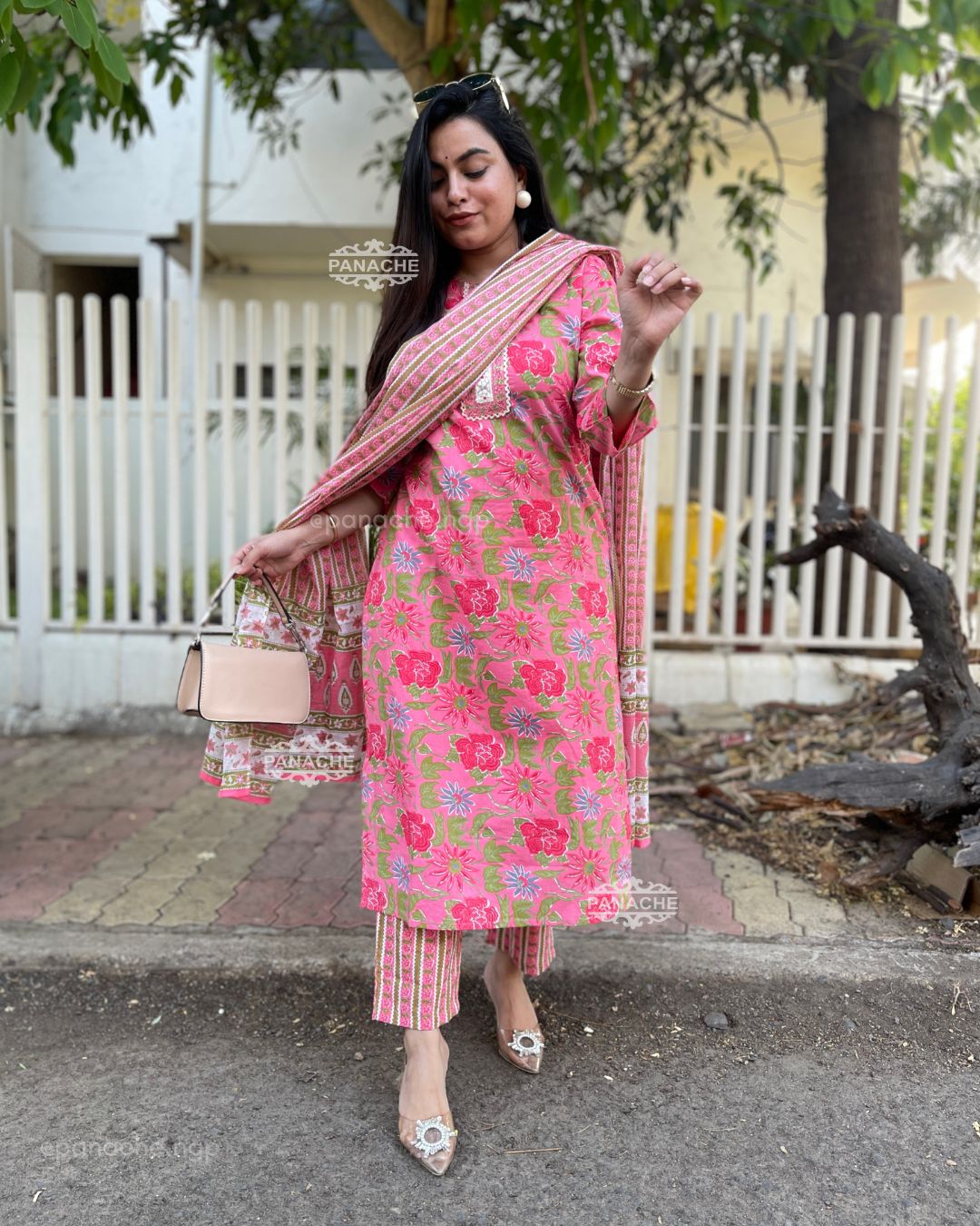 Print in print Barbie pink set