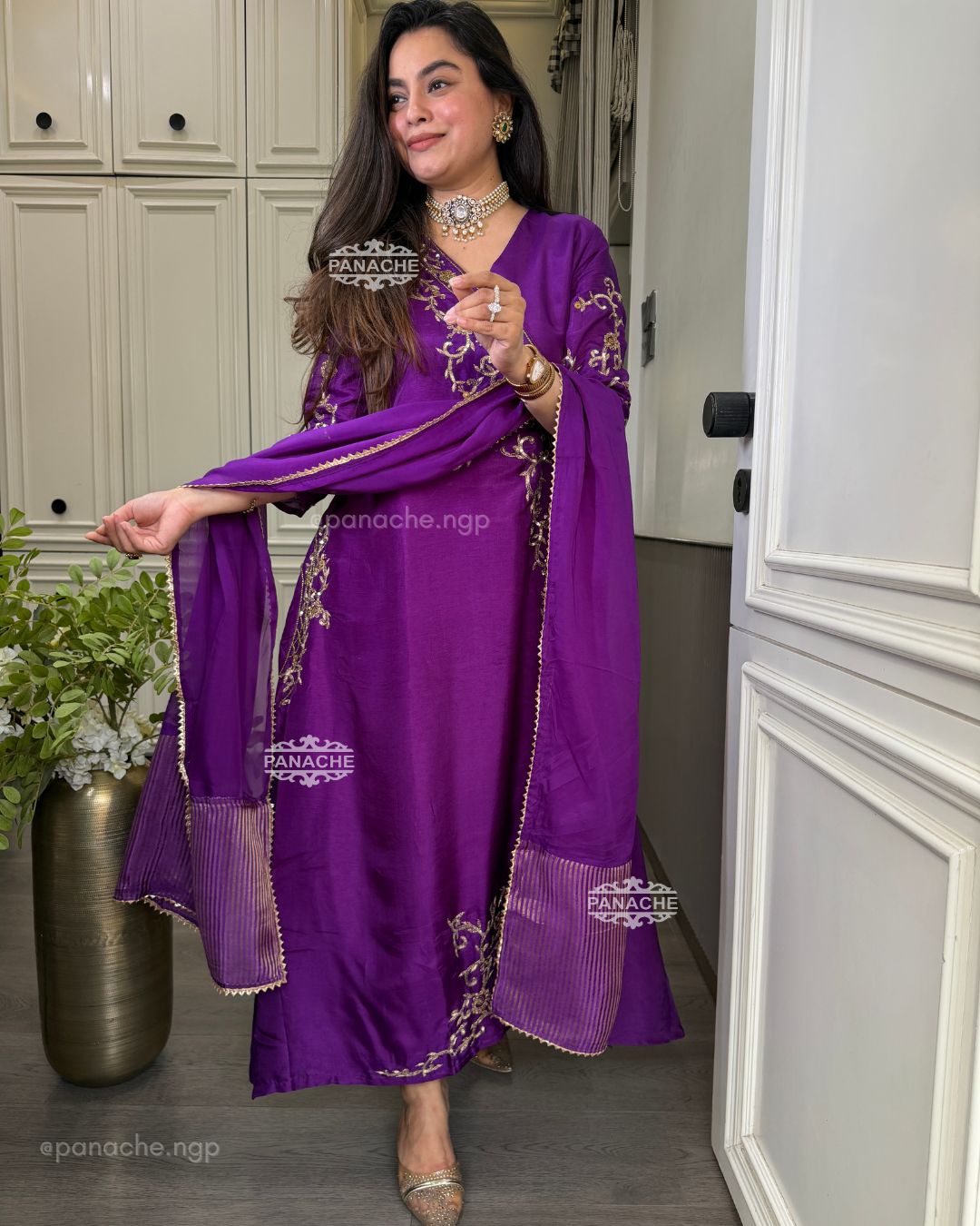 Winter pruple angrakha suit set