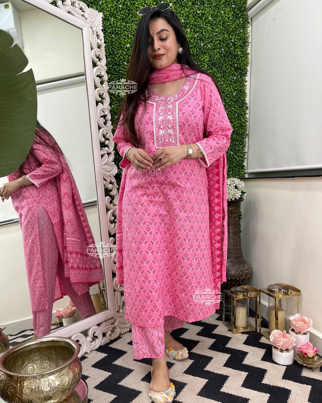 Print on print pink summers set