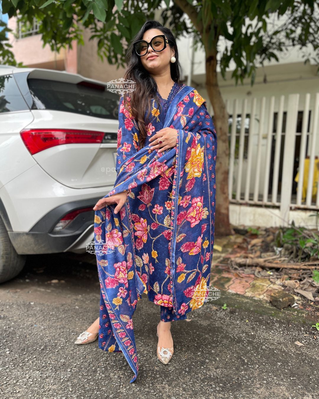 Print on print cotton dupatta sets