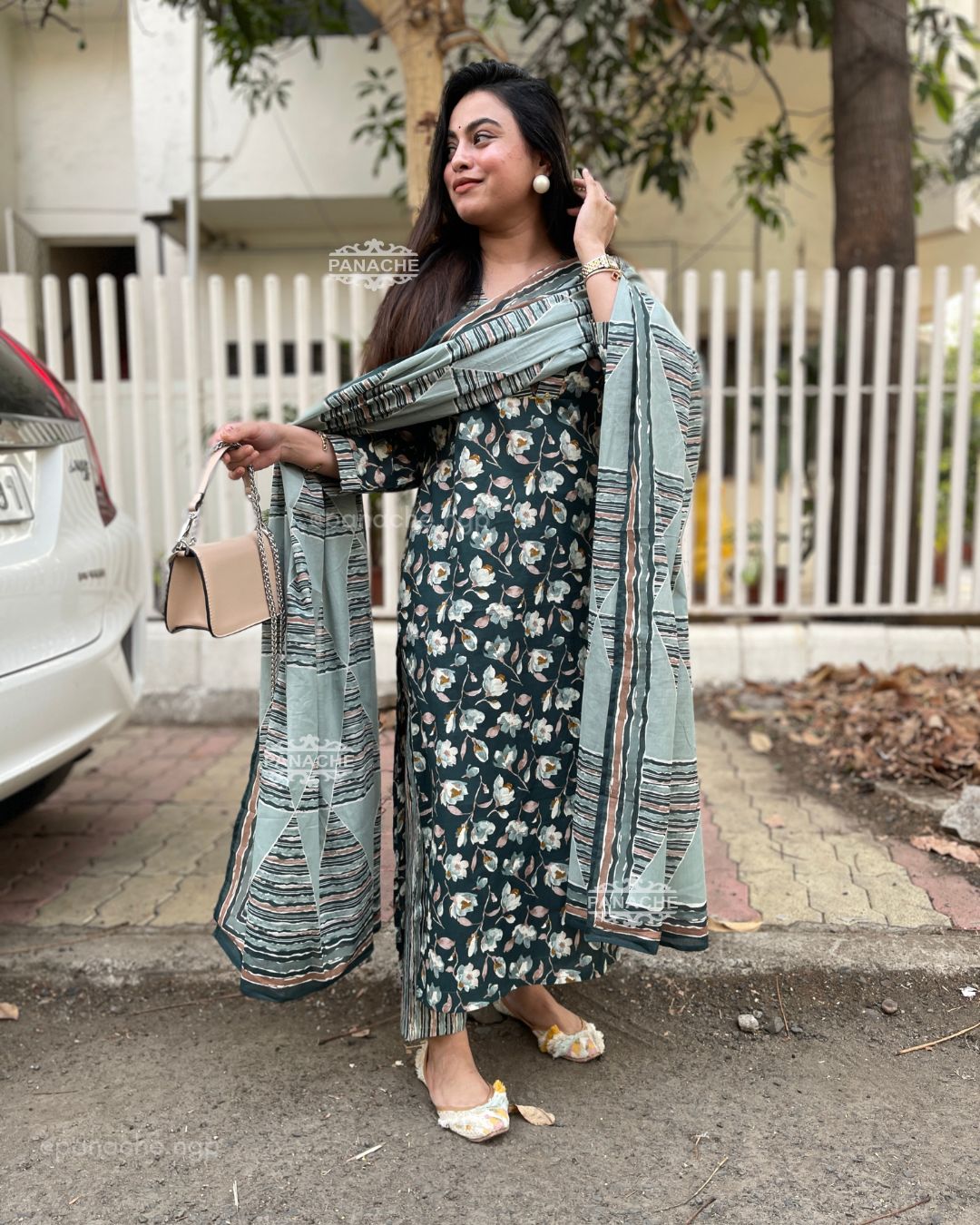 Ferns and petals cotton suit set