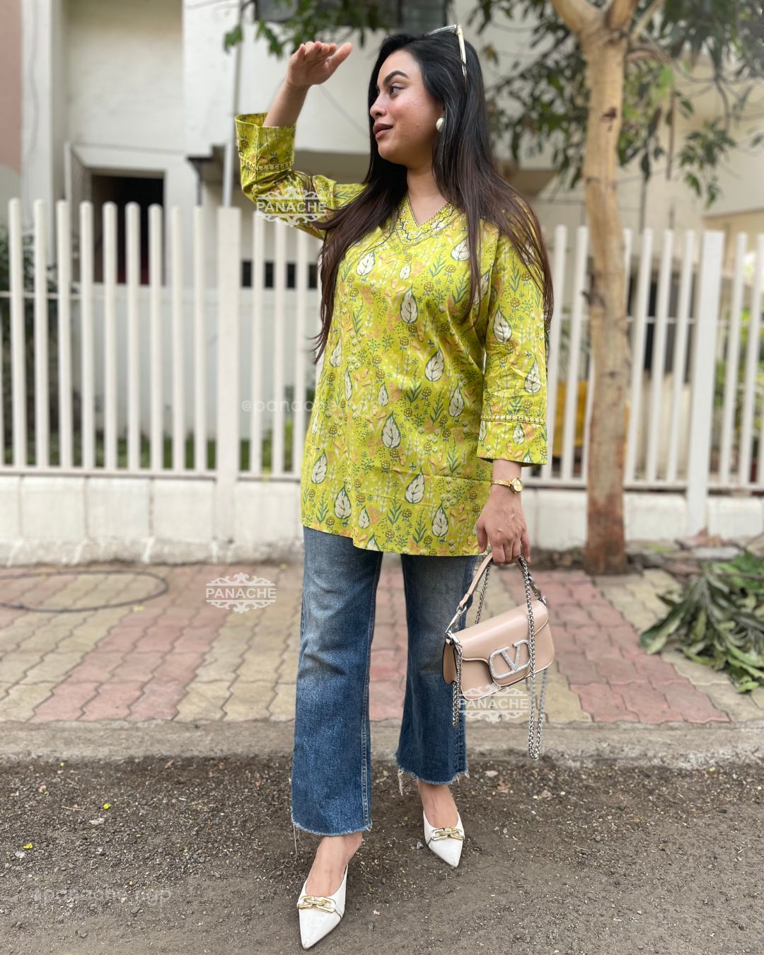 Lime summer budget Kurti