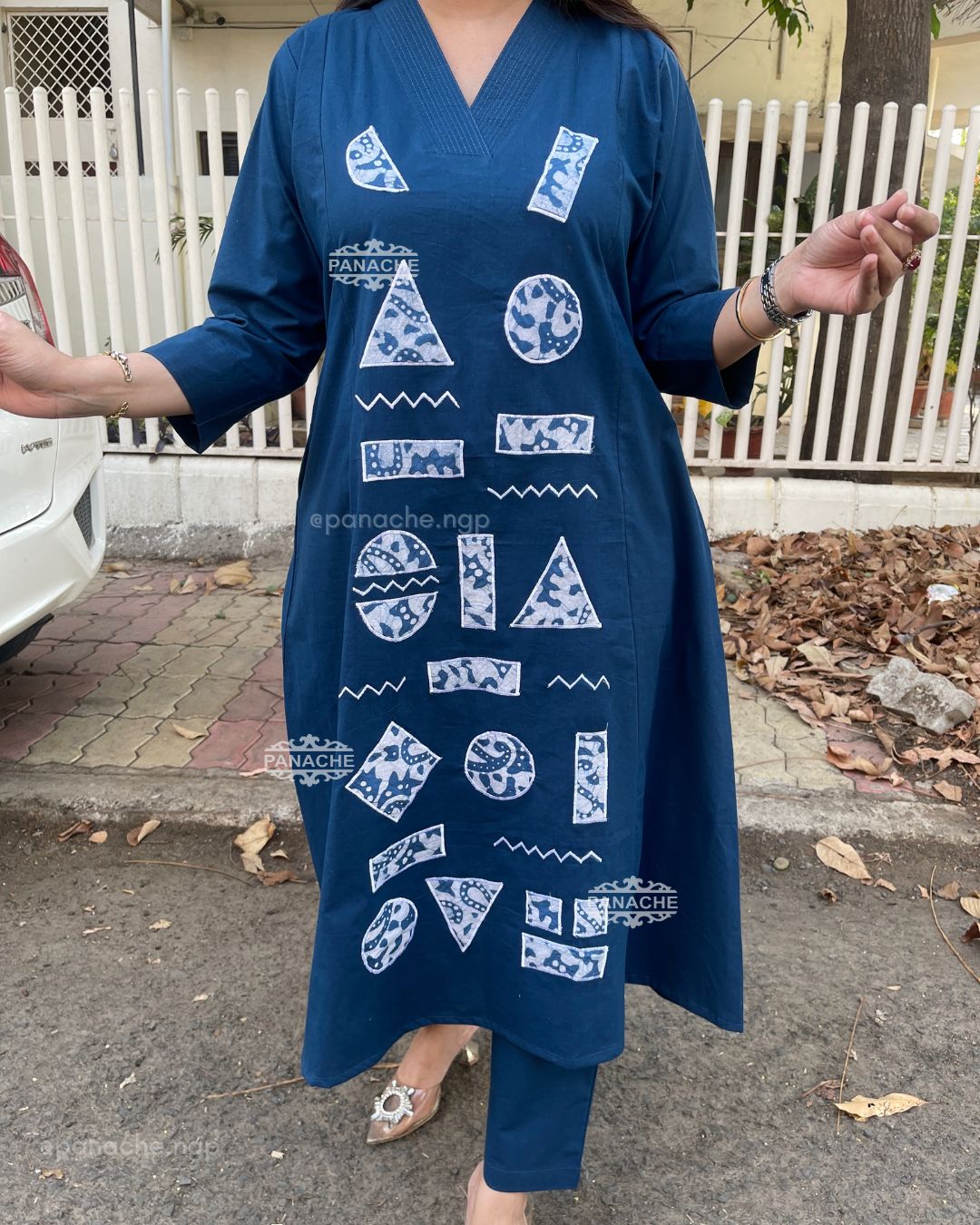 Indigo appliqué set