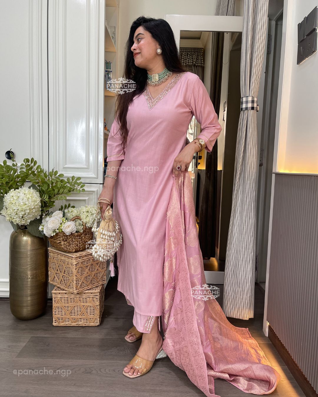 Pastel pink suit set