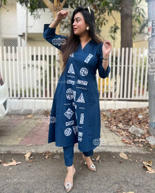 Indigo appliqué set