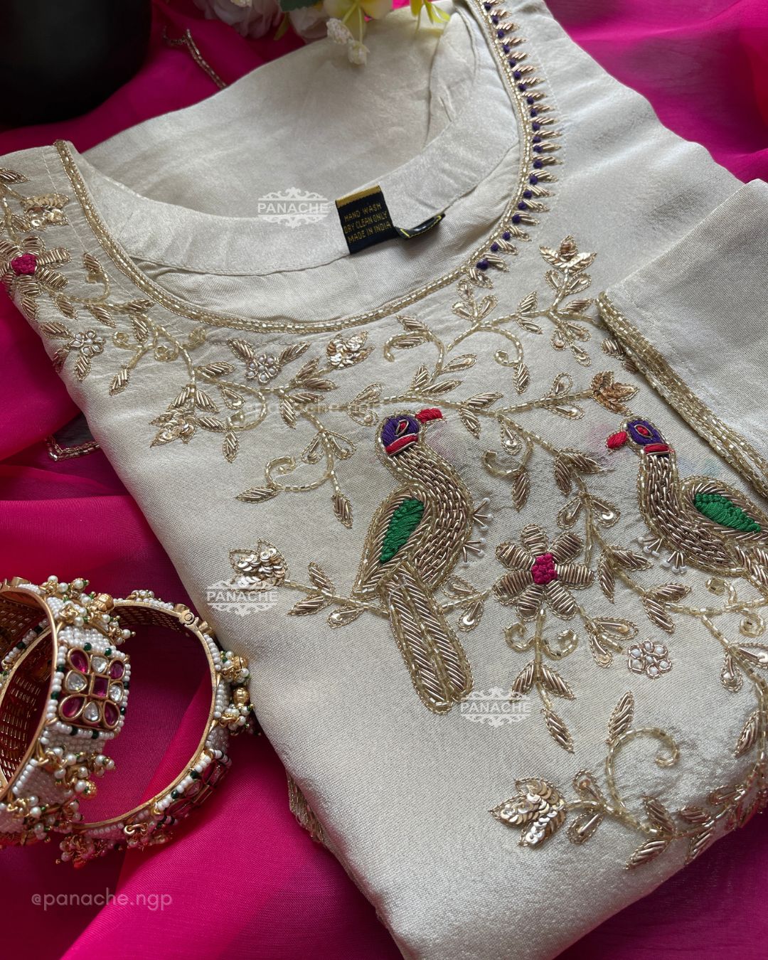 Ivory fuschia suit set