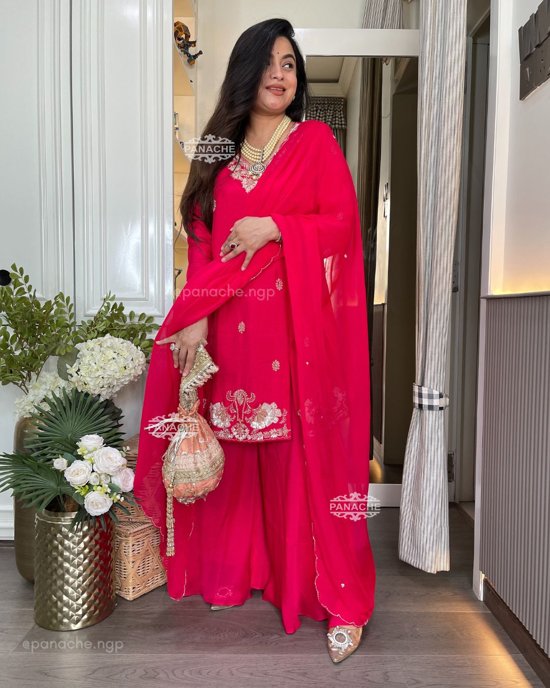 Sindoori red Sharara set