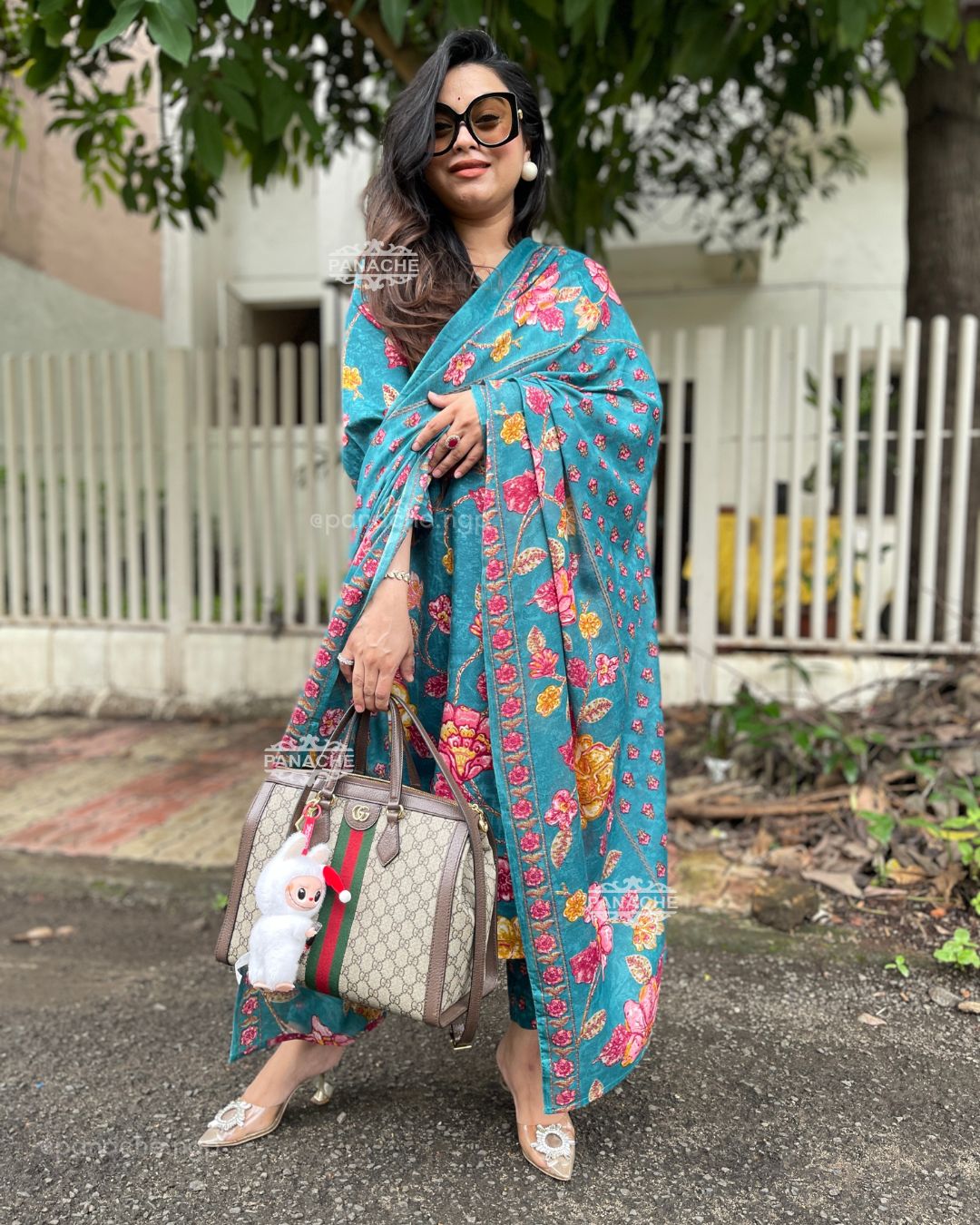 Print on print cotton dupatta sets