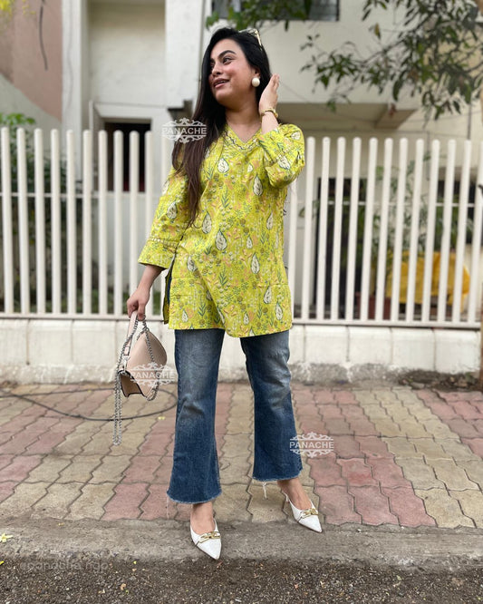 Lime summer budget Kurti