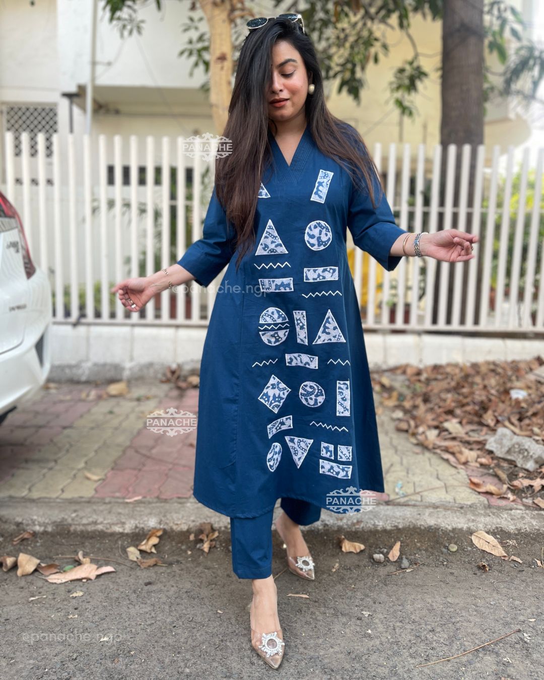 Indigo appliqué set