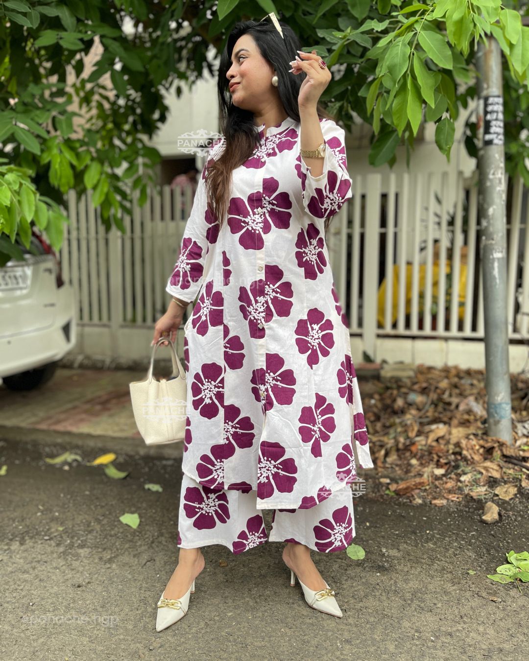 Print on print floral coord set