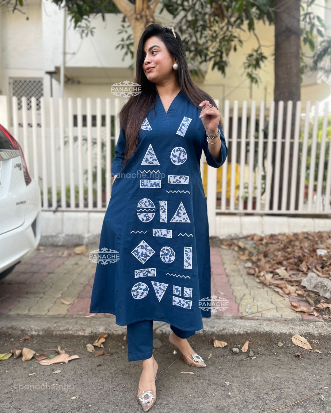Indigo appliqué set