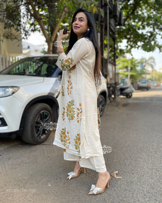 Block embroidery katha coords