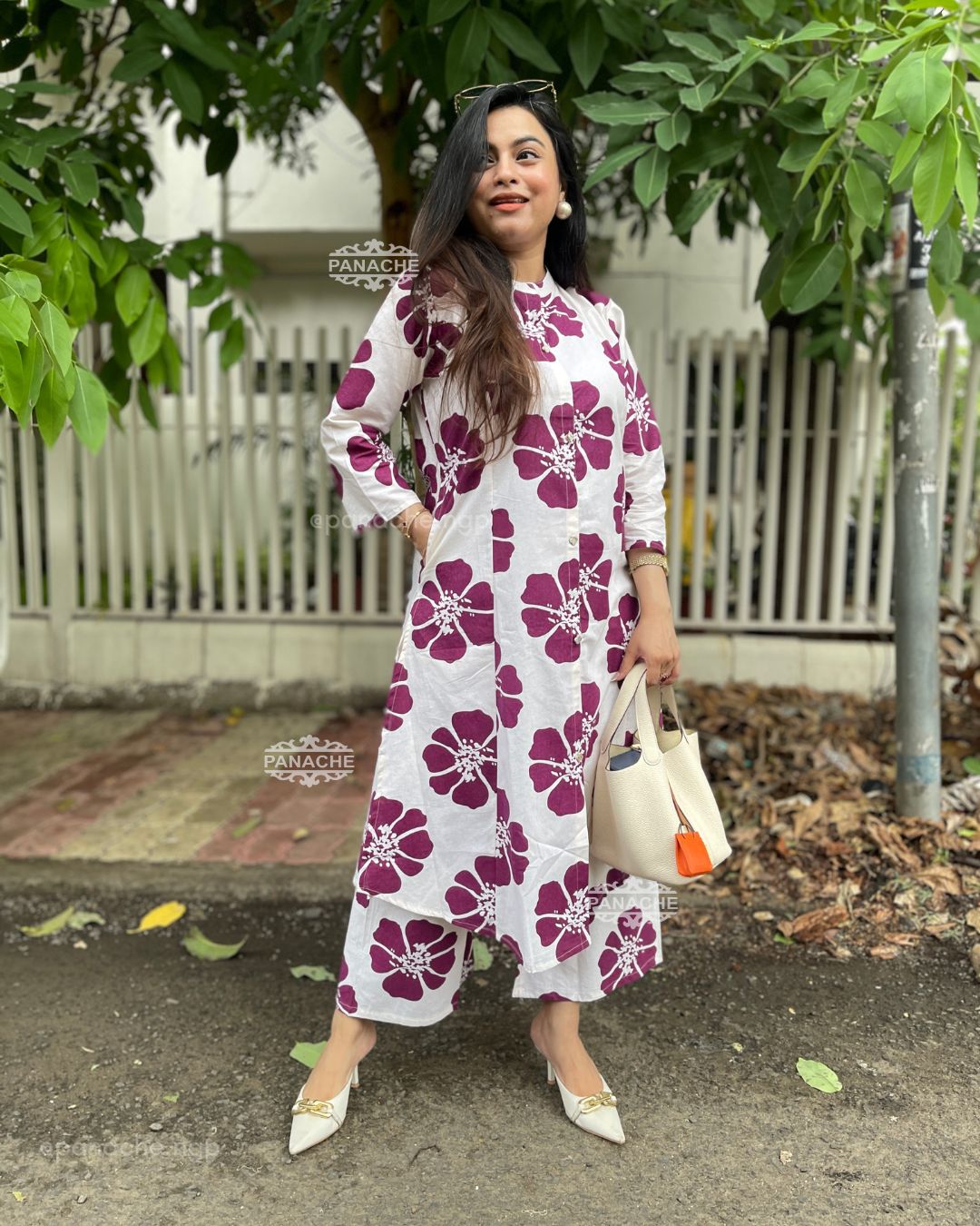 Print on print floral coord set