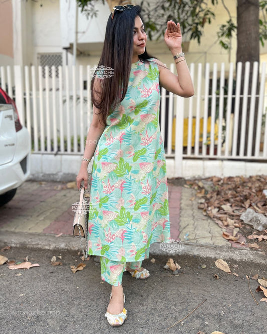 Summer Floral sleeveless set