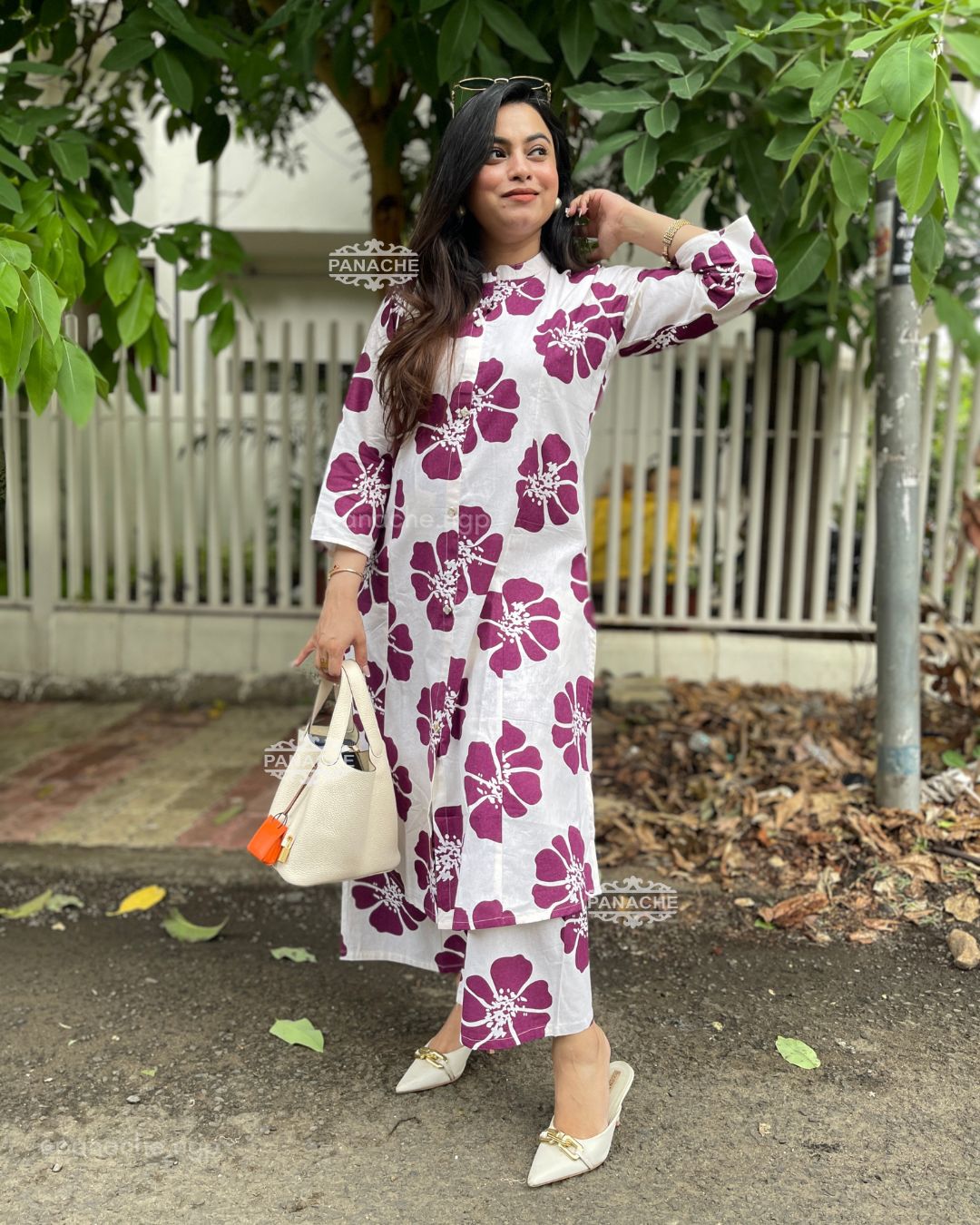 Print on print floral coord set