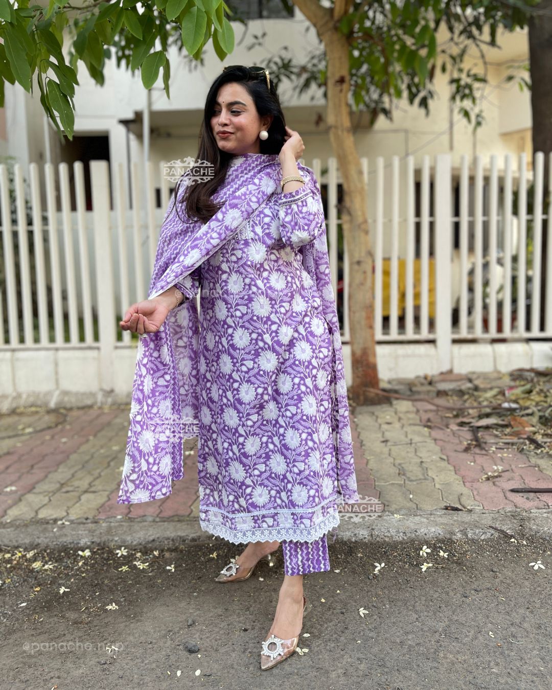 Lavender Print on print cotton set