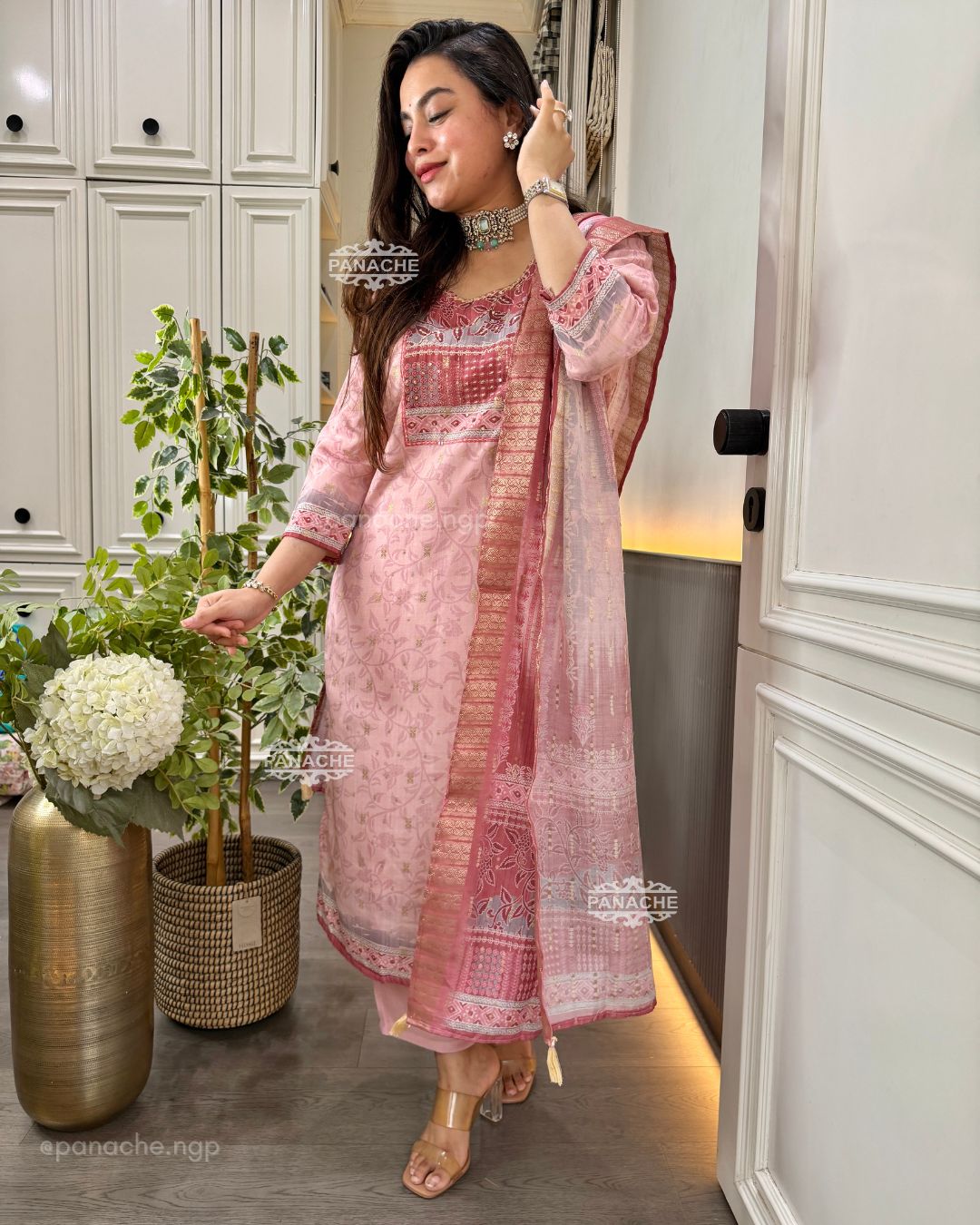 Semi formal pink suit set