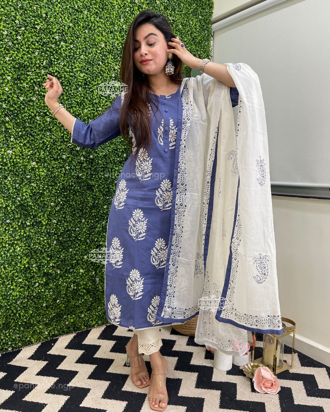 Powder blue cross stitch set