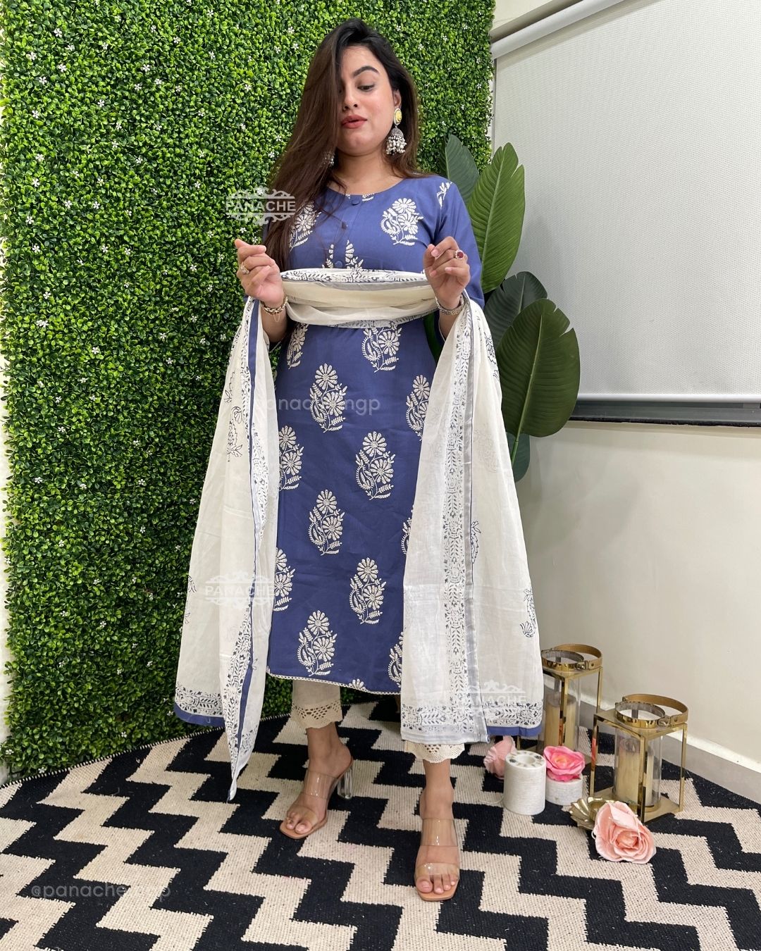 Powder blue cross stitch set