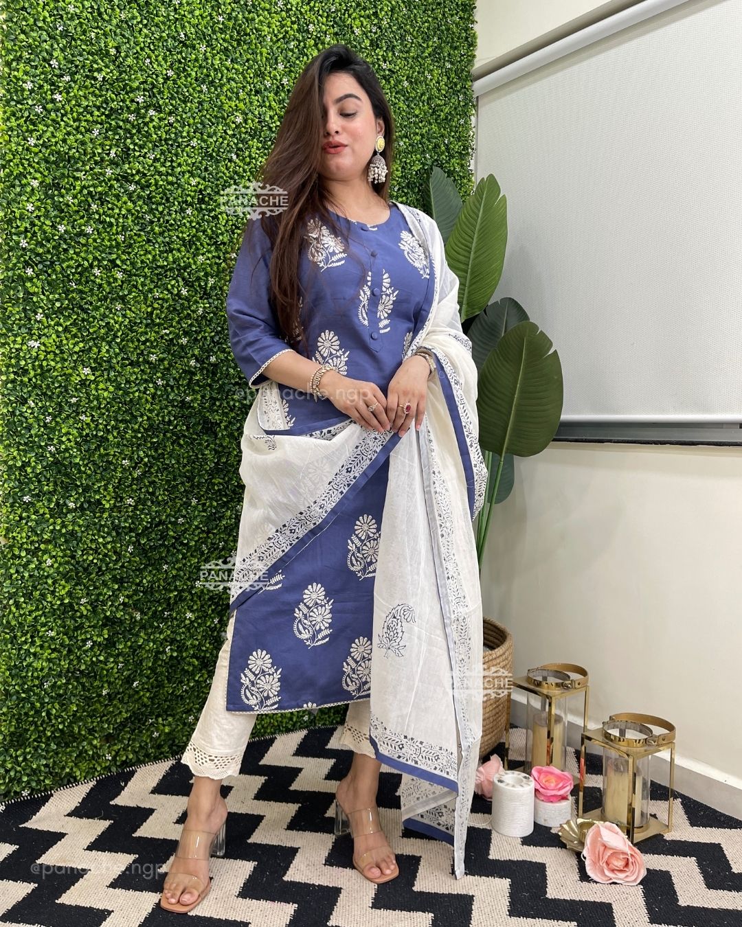 Powder blue cross stitch set