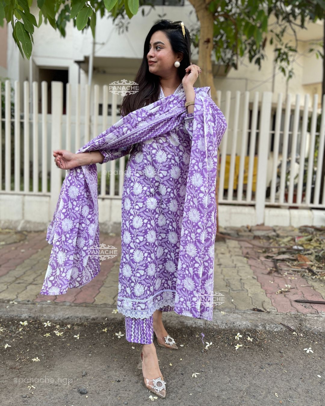 Lavender Print on print cotton set