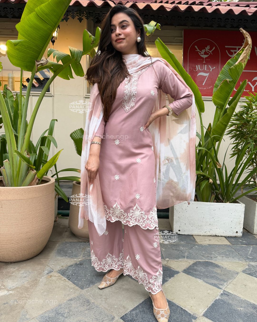 Pastel thread work Suits