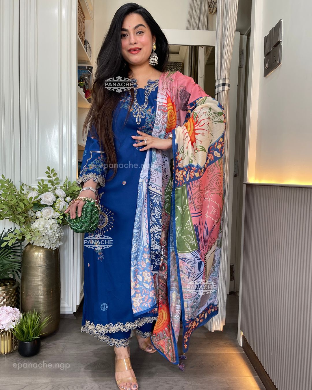 Cutwork embroidered suit