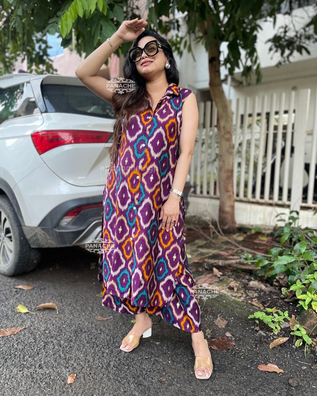 Ikkat sleeveless budget sets