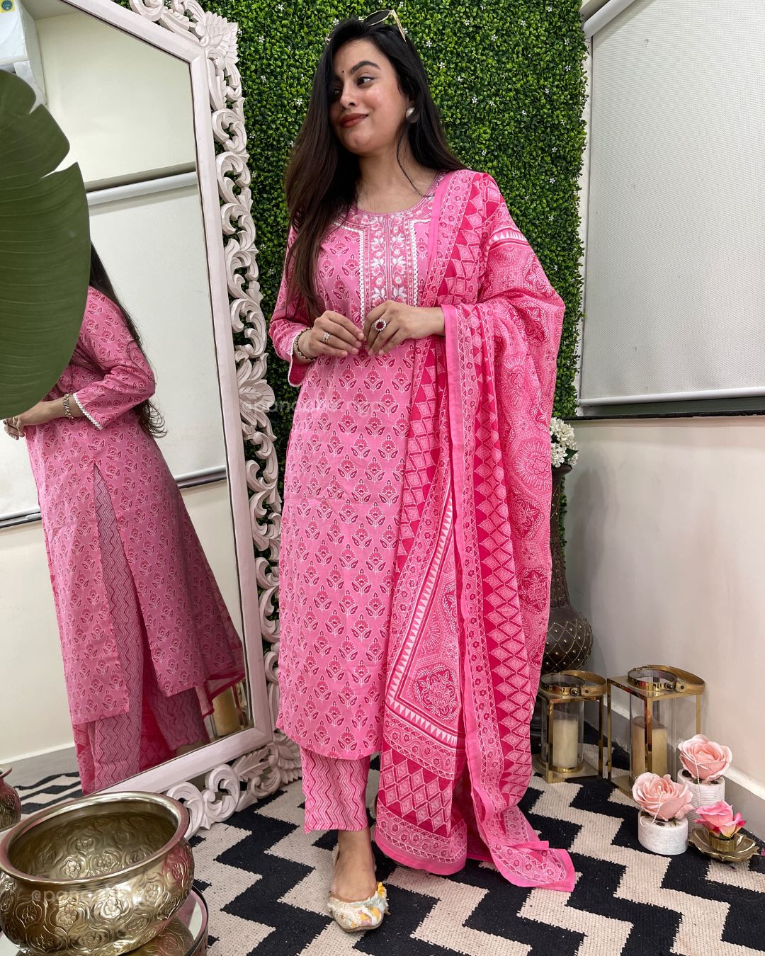 Print on print pink summers set