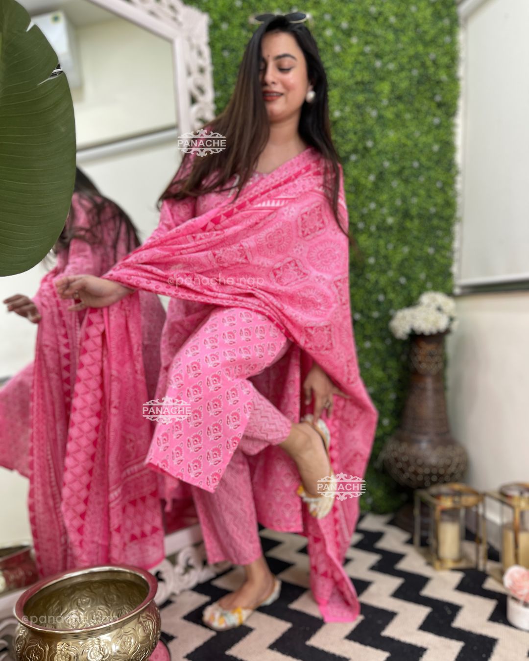 Print on print pink summers set