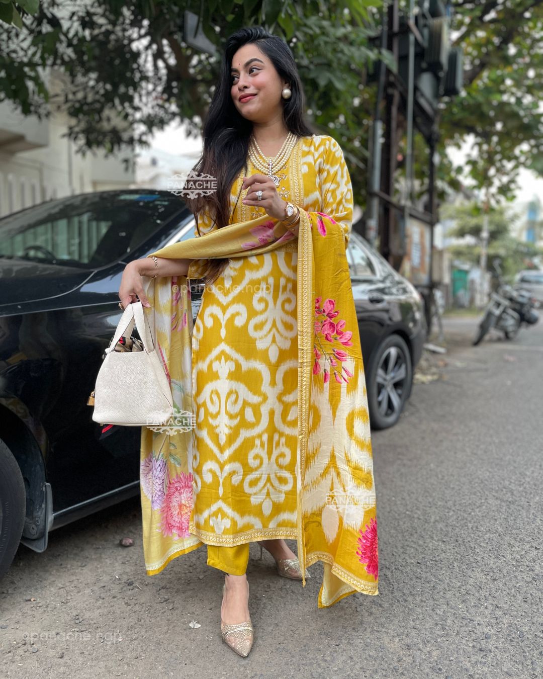 Ikkat floral suit set