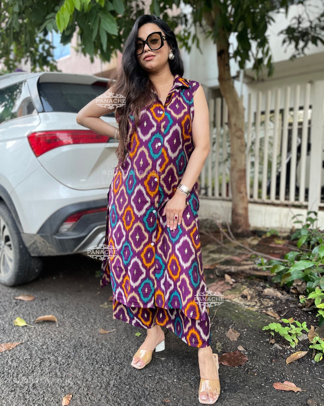 Ikkat sleeveless budget sets