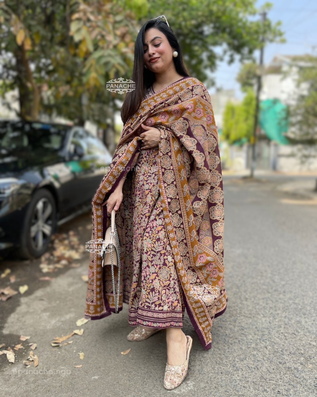 Print on print Anarkali set