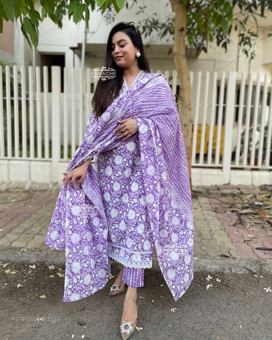 Lavender Print on print cotton set