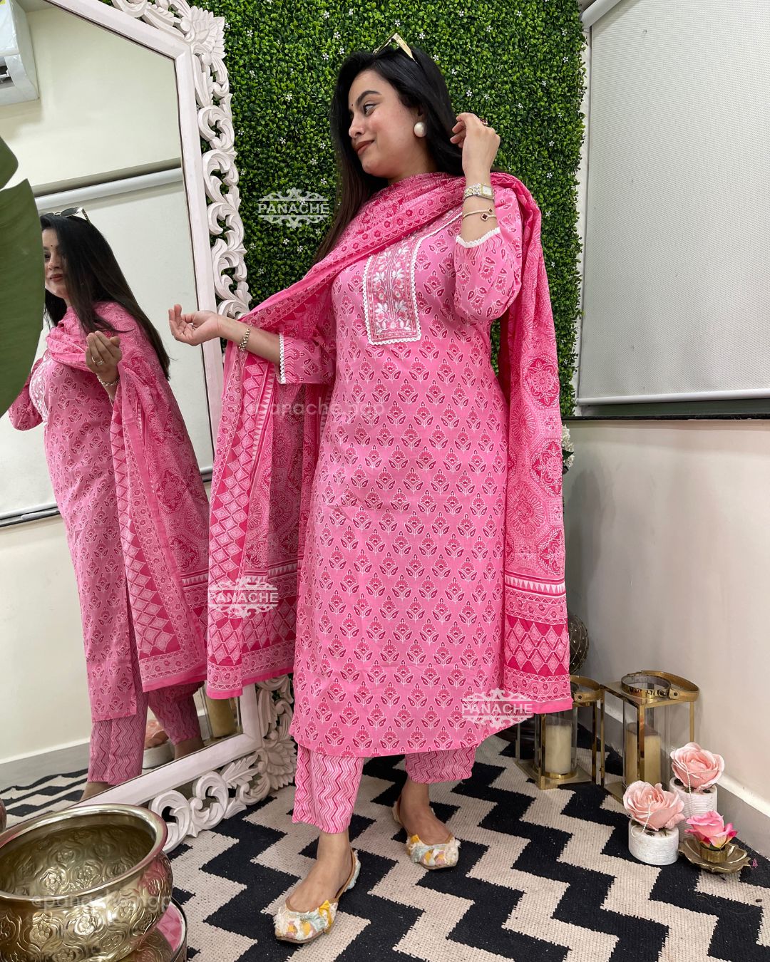 Print on print pink summers set