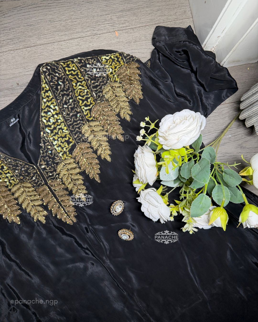 Ziya noir kaftan set