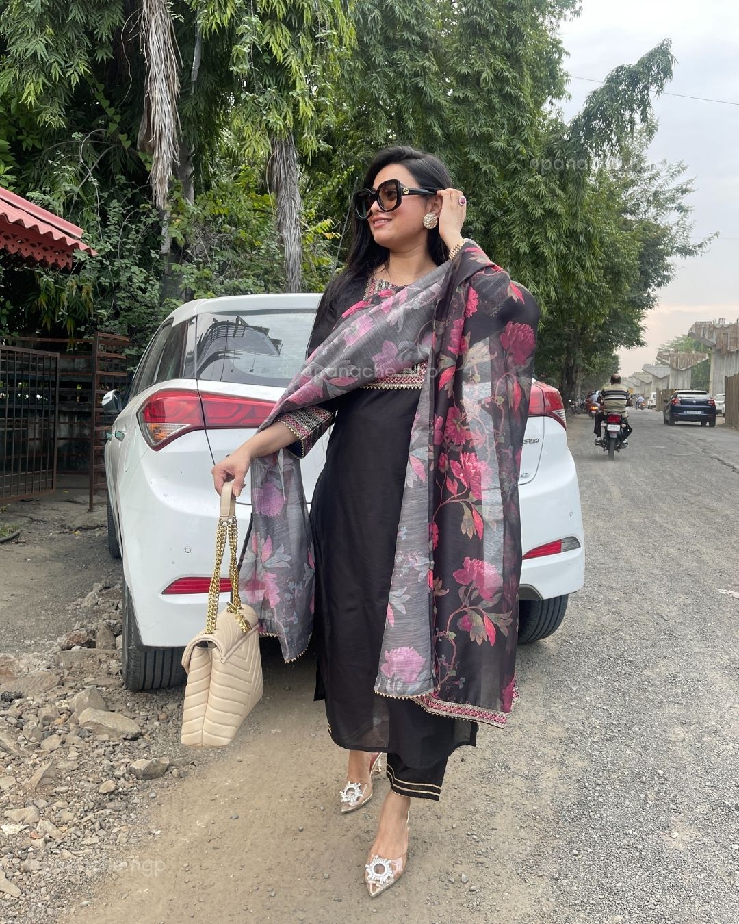 Floral black suit set