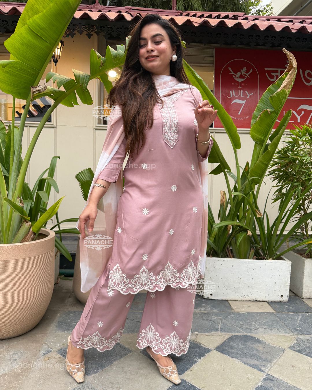 Pastel thread work Suits