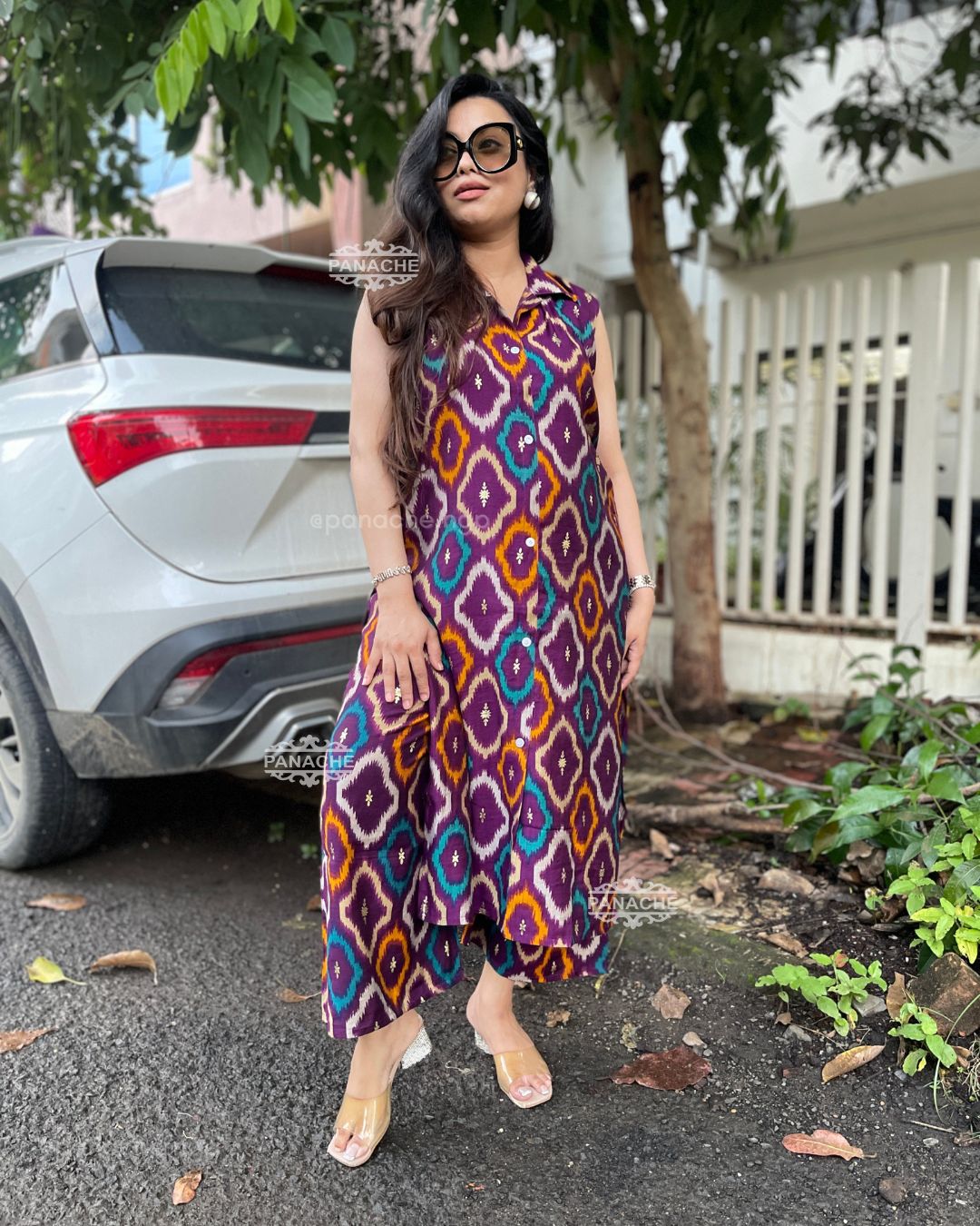 Ikkat sleeveless budget sets