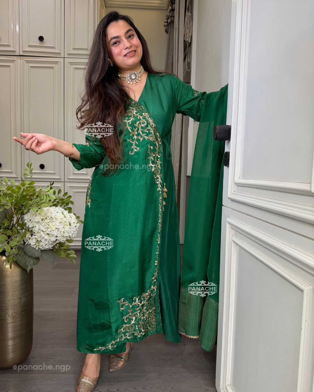 Emerald angrakha suit set