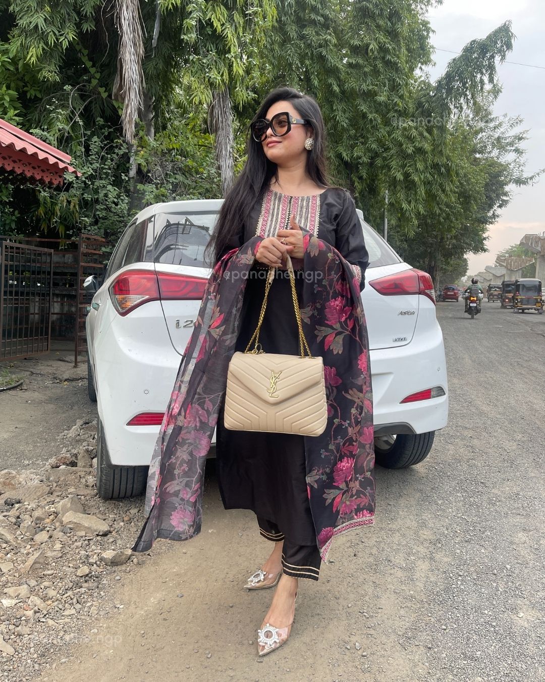 Floral black suit set