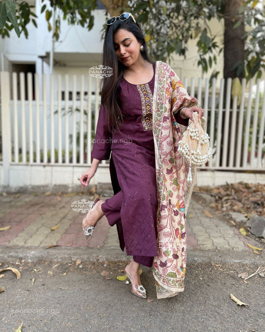 Deep wine floral set